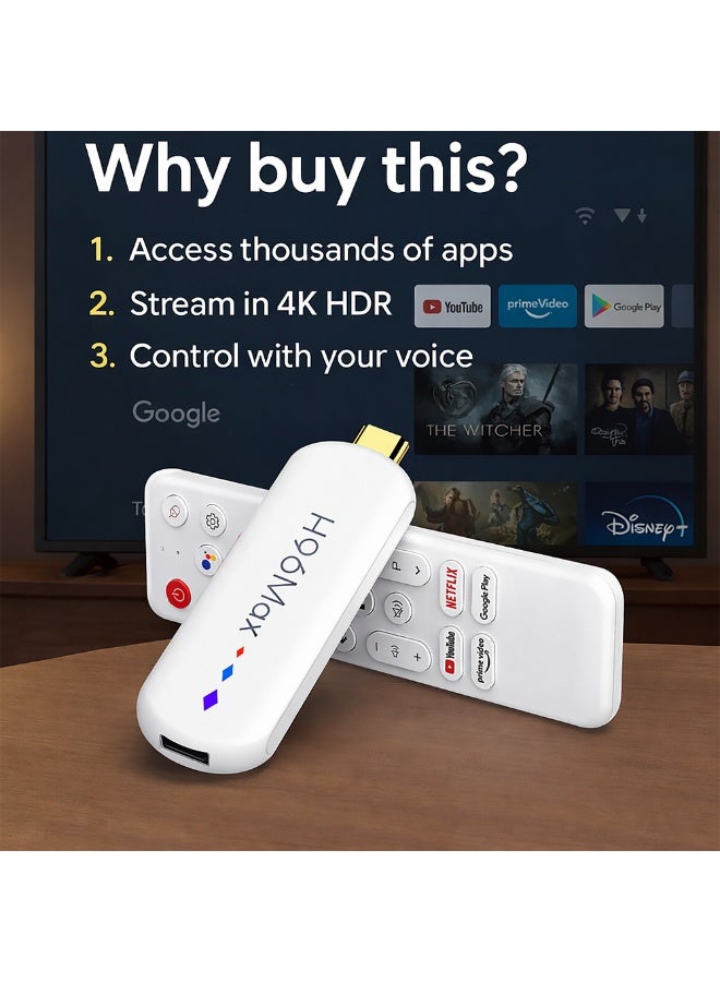 H96 Max Android 14 TV Stick TV Box - Amlogic S905L3 4K Media Player with Voice Remote, Android 14, 2GB RAM+16GB ROM, Dual WiFi (2.4G/5G), Bluetooth 5.0 - Image 2