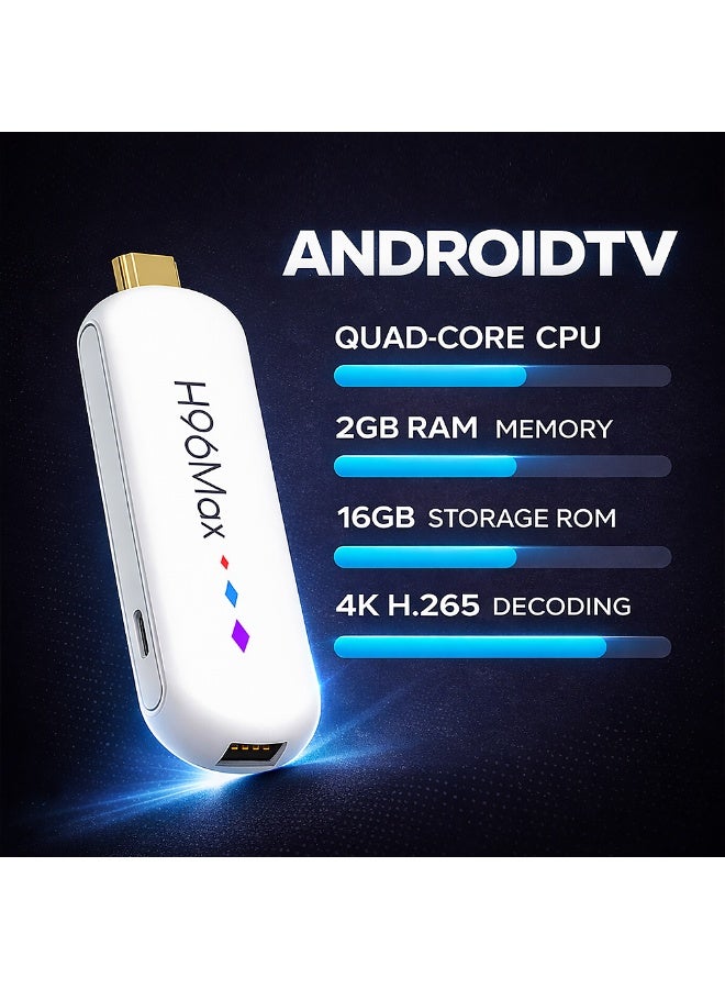 H96 Max Android 14 TV Stick TV Box - Amlogic S905L3 4K Media Player with Voice Remote, Android 14, 2GB RAM+16GB ROM, Dual WiFi (2.4G/5G), Bluetooth 5.0 - Image 5