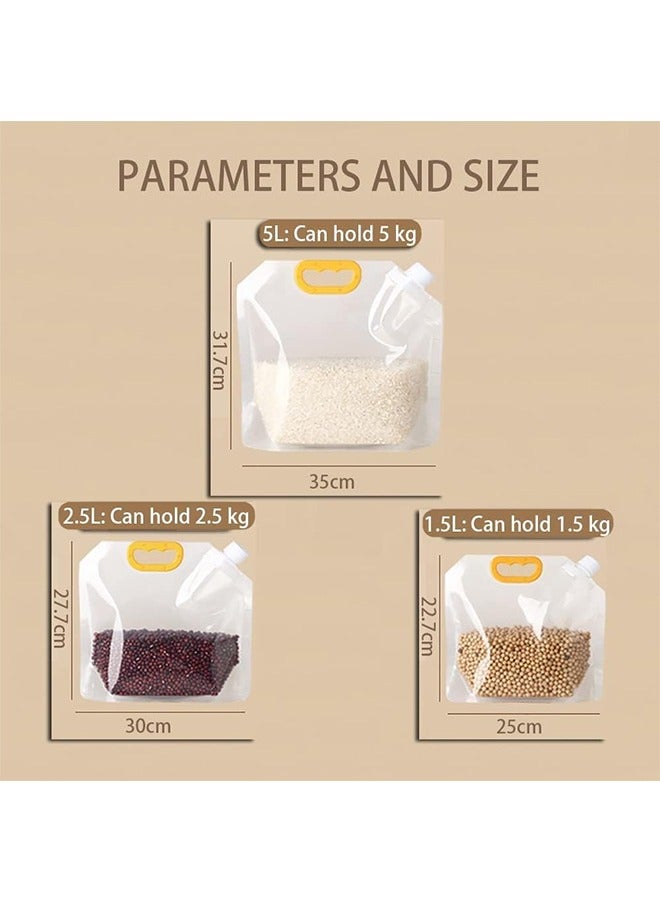 JCB CHIC Multigrain storage bags, grain moisture-proof sealed bag, food storage pouches, airtight packaging baggies, reusable and stand up storage for food, grain, beans, candy, liquid storage, 5pcs (2.5l) - Image 2