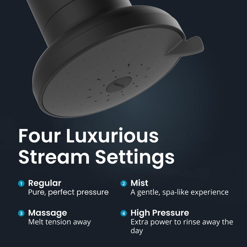 AQUA TRU AquaTru Shower - High Pressure Shower Filter Removes Impurities from Hard Water to Support Healthy Skin, Scalp, Hair, Reduce Breakage, and Enhance Your Beauty and Self-Care Routine (Matte Black) - Image 4
