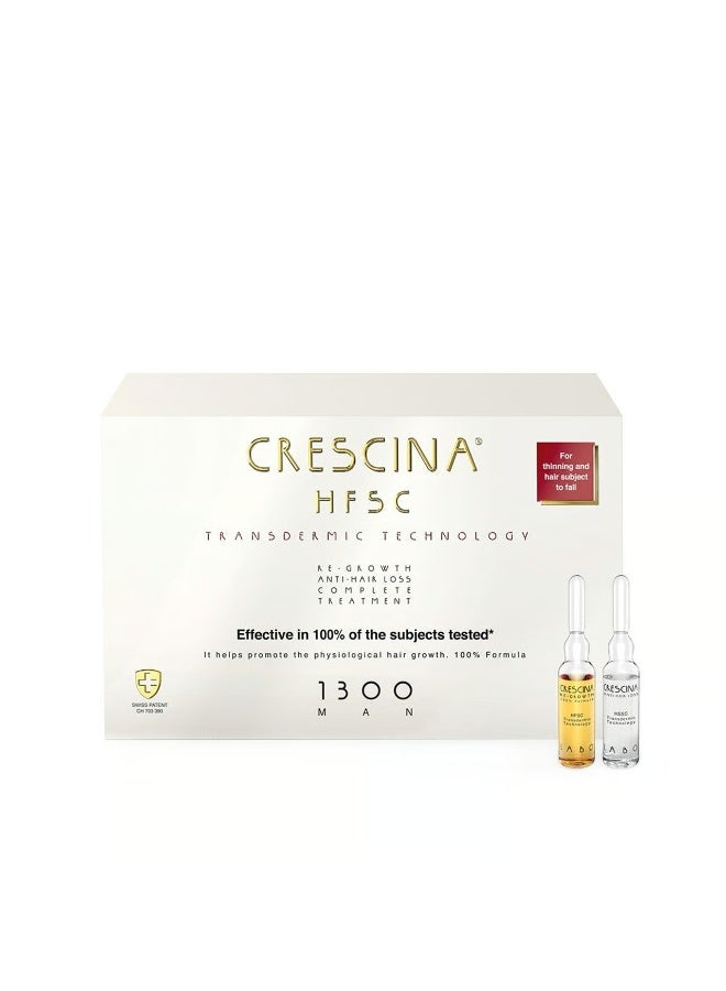 Crescina HFSC Transdermic Treatment 1300 Man Ampoules 3.5ml Hair Loss & Growth x10+10 - Image 1