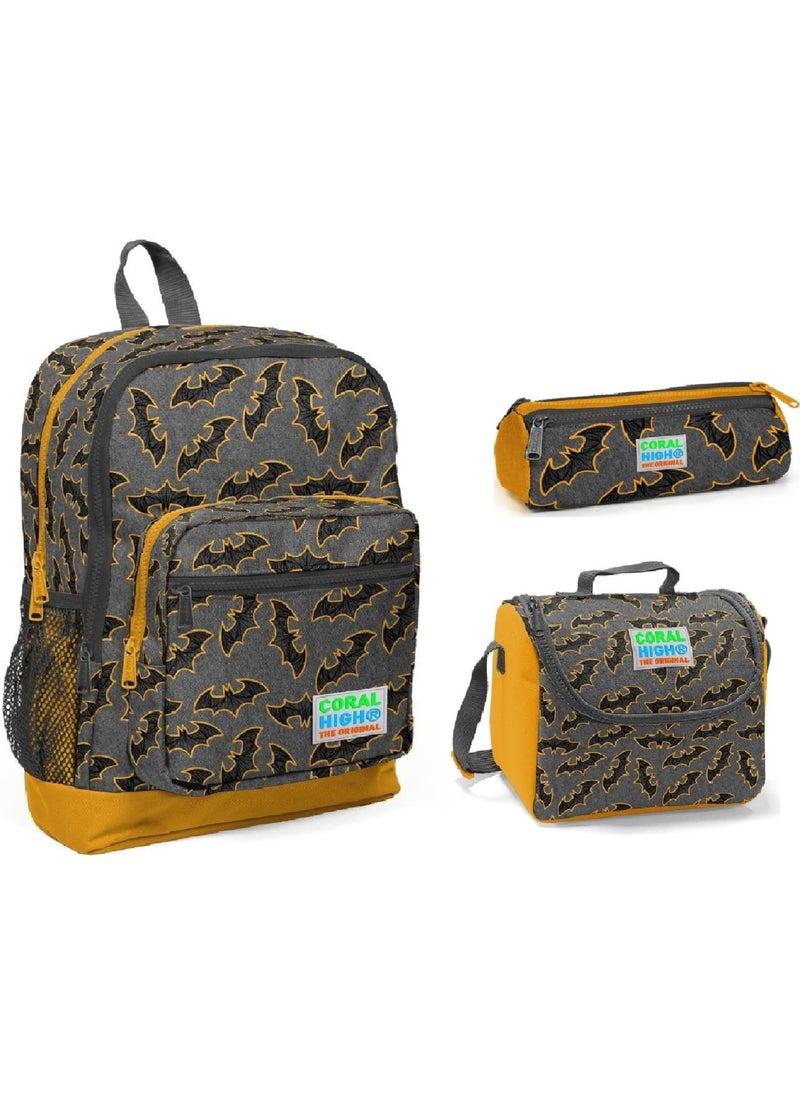 CORAL HIGH Bat Patterned Nutrition School Bag + Pen Holder  - Image 1