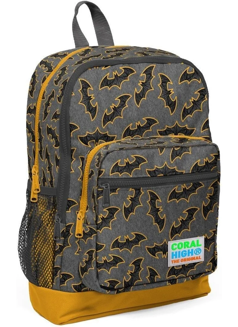 CORAL HIGH Bat Patterned Nutrition School Bag + Pen Holder