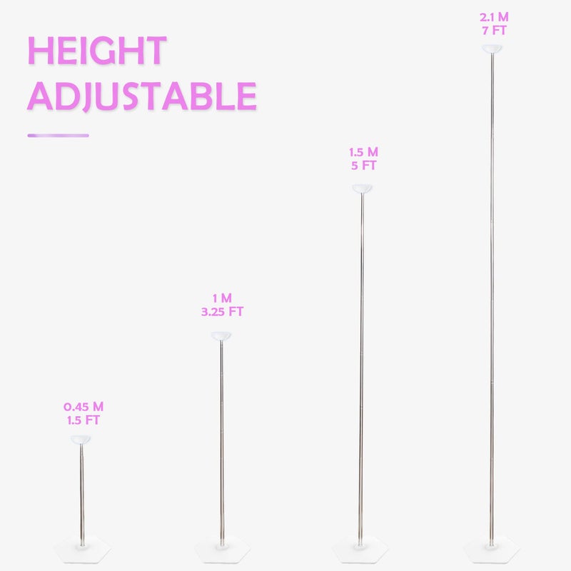 TEKXYZ Telescoping Balloon Stand Set of 2, 1.5ft to 7ft Free Adjustable Metal Balloon Column Stand for Party Decorations - Image 3