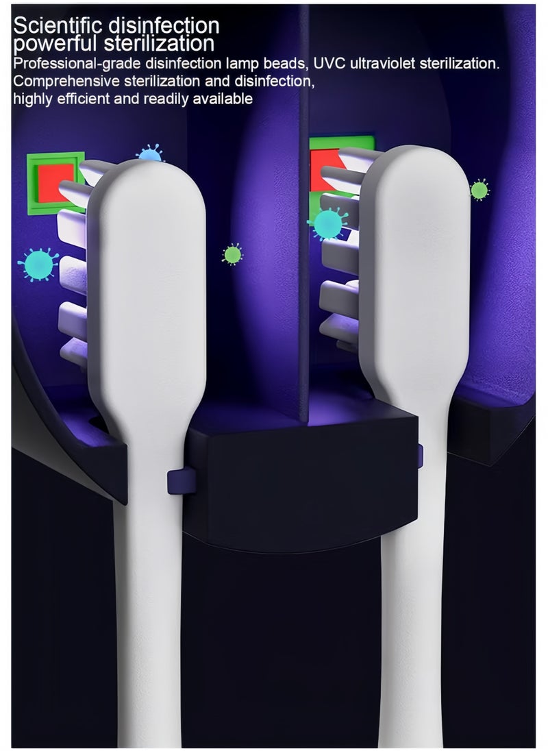 Generic 2 Toothbrush Slots UV Toothbrush Sanitizer Cleaner Wall Mount,Bathroom Toothbrush Holder/Rechargeable/No Drilling/Easy to Clean,for Electric and Manual Toothbrush  - Image 3