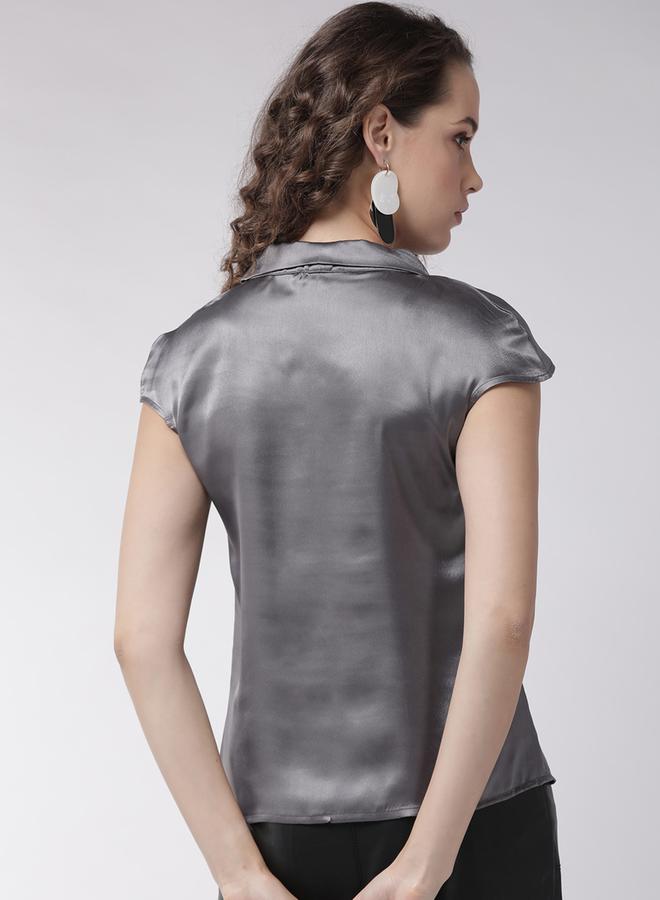 Mish Mish Regular Fit Satin Tie-Up Neck Top  - Image 4