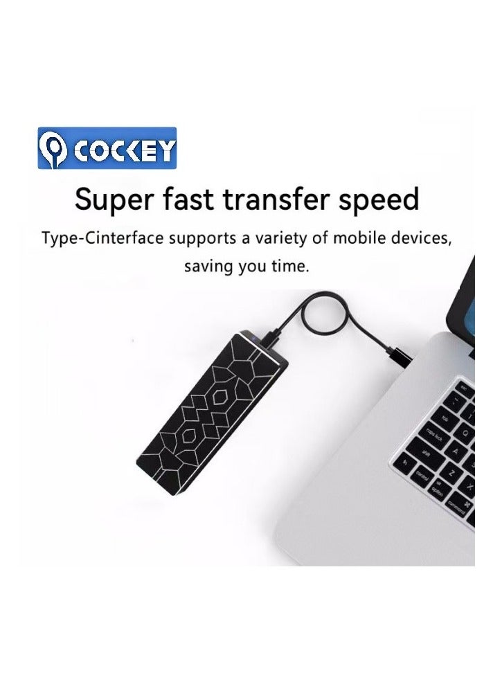 COCKEY Portable SSD 2TB Mobile solid-state Drive PRO Portable external Hard Drive Type-c 2000GB high-speed hard drive, suitable for PC, laptop, Mac data storage and transfer, as well as Android mobile phones, computers and tablets (Black striped PRO model) - Image 3