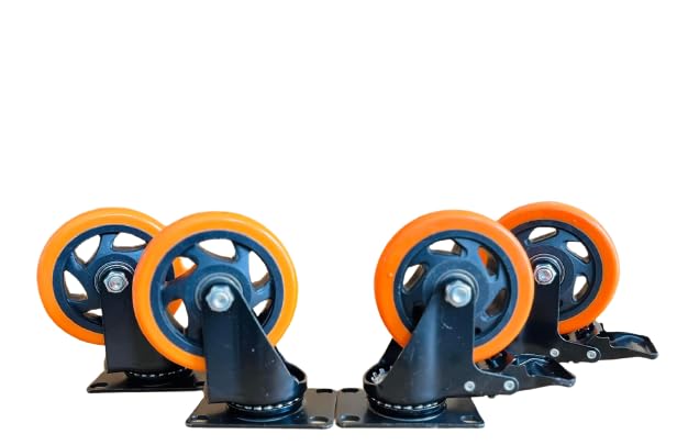 Hepiack HeavyDuty 4 INCH Caster Wheels for Furniture 500kg Capacity PU Swivel Wheels 360 Rotation 2 Break 2 Without wheel 4 Inch 4 PU_Wheels 360 - Image 1