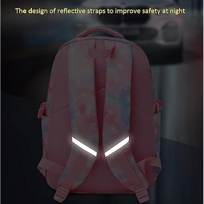 rayihni 3Pcs Colorful Star Prints Backpack Sets Kids Bookbag Primary School Middle School Daypack Elementary Students Knapsack for Girls Pink - Image 2