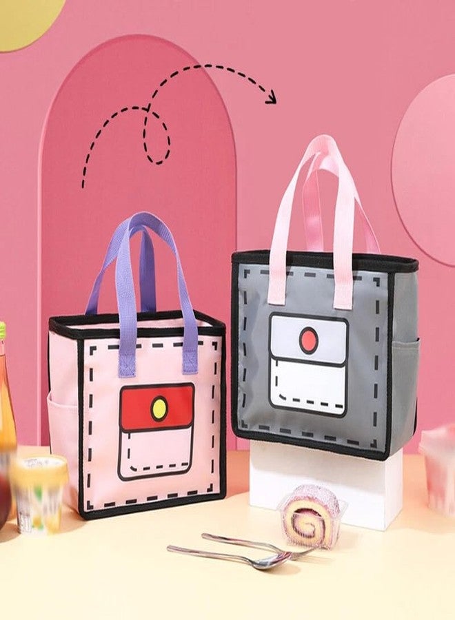 KEETLY Insulated Lunch Box Bag Cartoon Bento Bag Lunch Bag for Office Workers Portable. (Grey) - Image 5