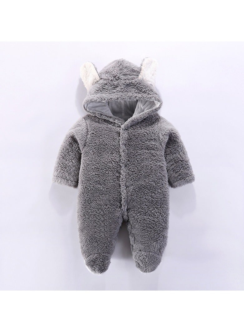 Loquat Infant Autumn And Winter Hooded And Thickened Jumpsuit 
