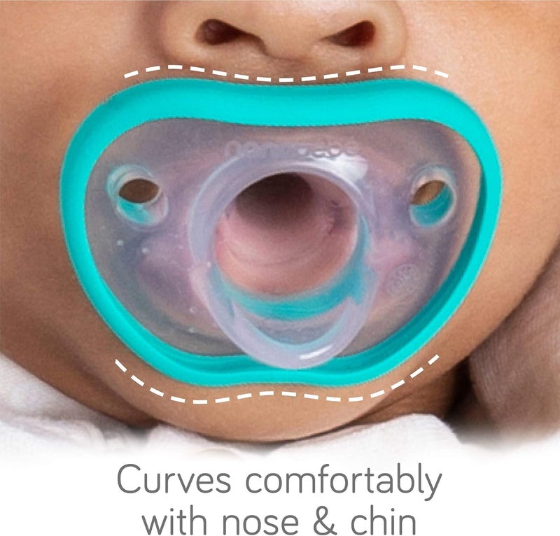NANOBÉBÉ Baby Pacifiers 0-3 Month Orthodontic, Curves Comfortably with Face Contour, Award Winning for Breastfeeding Babies, 100% Silicone BPA Free. Perfect Baby Registry Gift 2pk, Pink - Image 3