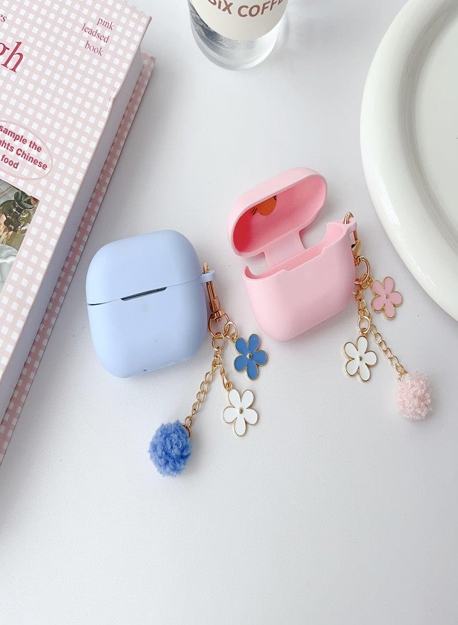 OTOPO Cute Pink Case for Samsung Galaxy Buds 3/3 Pro/3 FE Cover for Girl Women with Pom pom Flower Keychain & Cleaner Pen, Soft Silicone Galaxy Bud Pro 3/Buds3/Bud 3 FE Protective Cover Skin - Image 5
