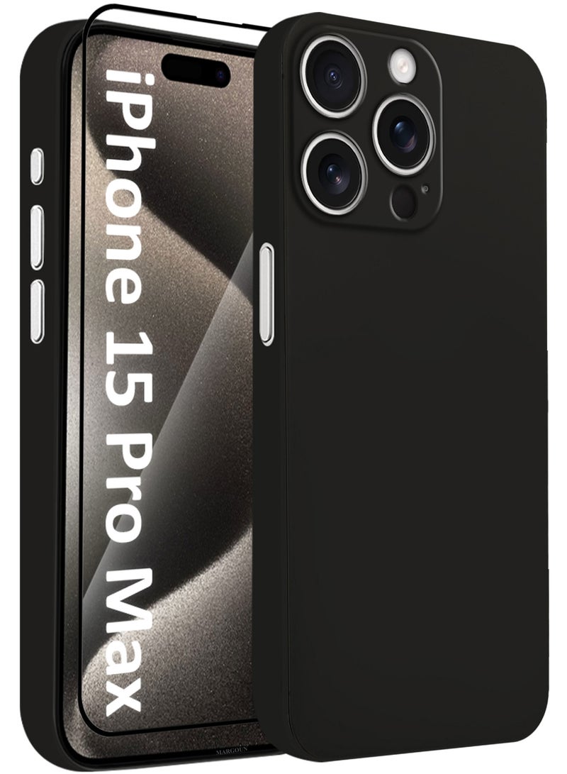 CATANES (for iPhone 15 Pro Max) 2Packs Case Cover Air Skin Series Back Cover Sturdy Durable Thin Case Drop Protection Cover - Transparent Black - Image 1