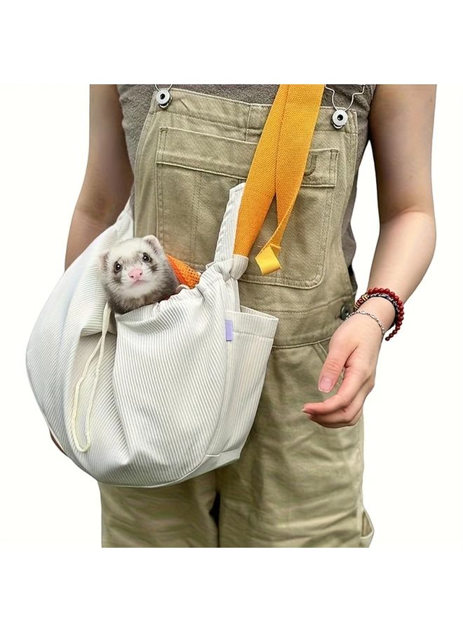 Beige Pet Portable Bag With Adjustable Shoulder Strap For Small Animals - Image 1