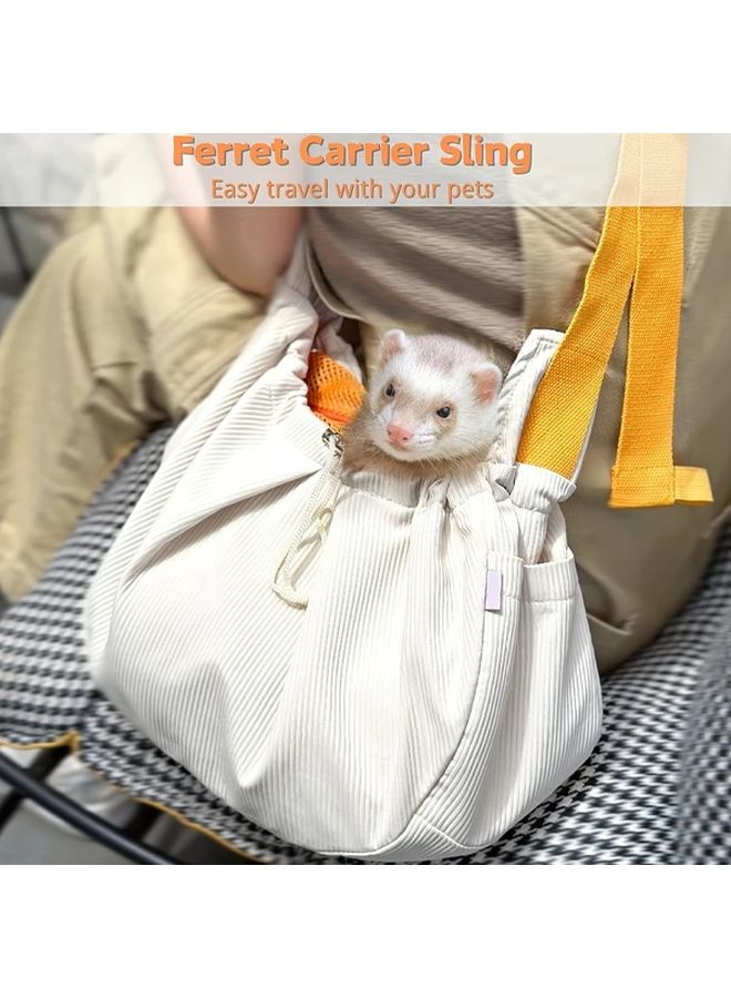 Beige Pet Portable Bag With Adjustable Shoulder Strap For Small Animals - Image 4