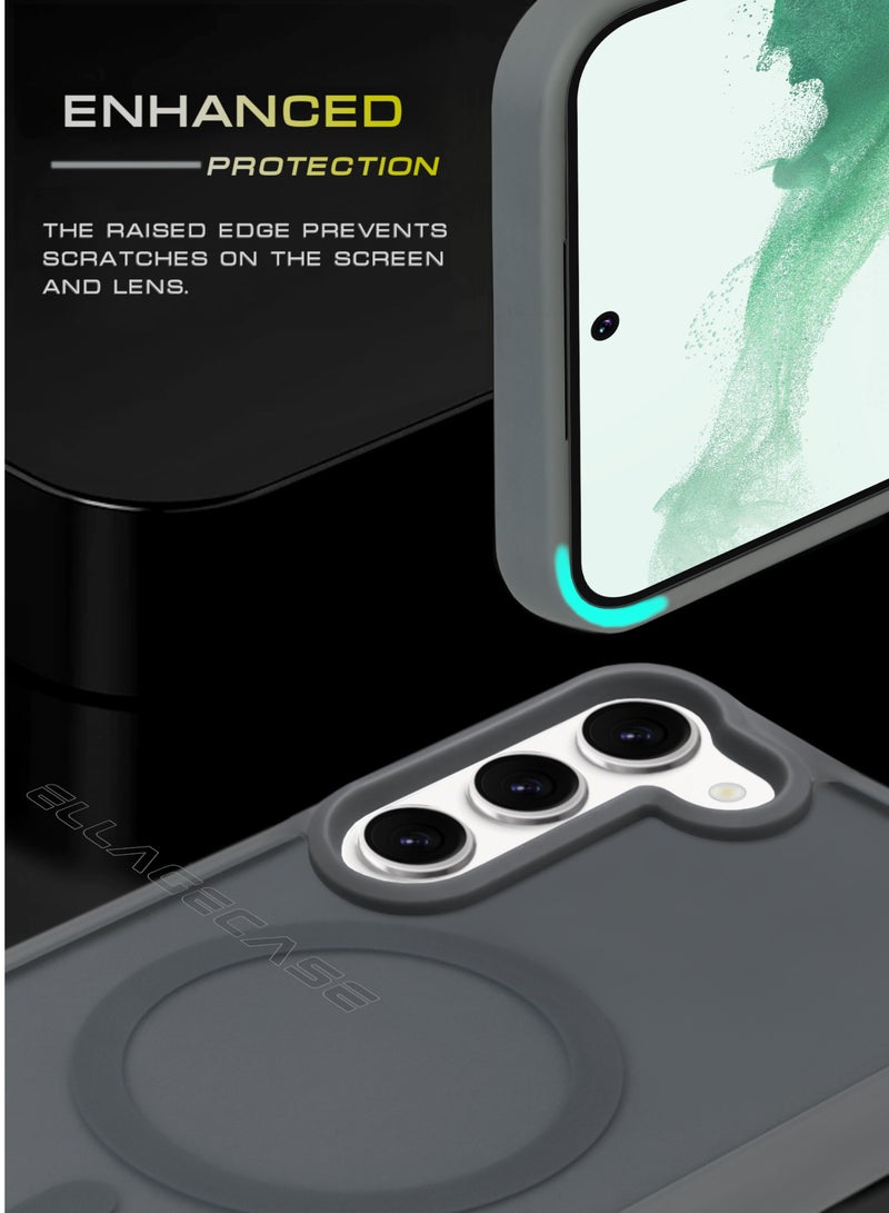 ELLAGECASE حافظة أنيقة باللون الرمادي لهاتف سامسونج جالاكسي S23، حماية كاميرا قوية، مضادة للصدمات، حماية معززة، متوافقة مع شحن MagSafe والشحن اللاسلكي - Image 3