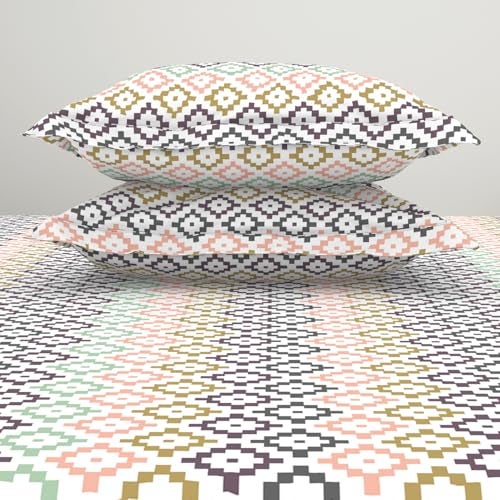 Welspun 120 TC Cotton Blend Bedsheet for Double Bed with 2 Pillow Cover | Skin Safe & Super Soft Queen Size Bed Sheet | (224 X 254 CM) - Geometric Pink | Harmony - Image 5