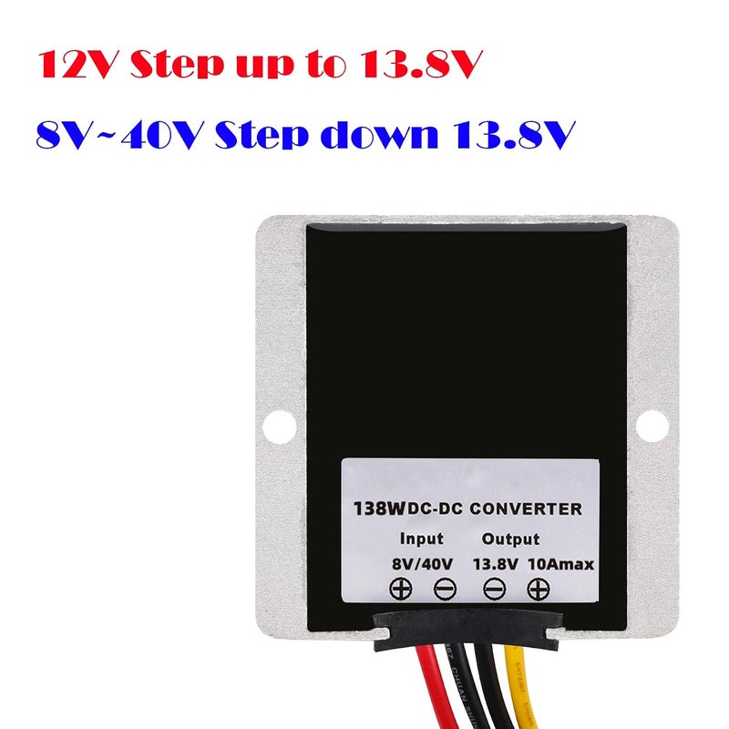 MGGi محول DC/DC 8V-40V رفع وخفض إلى 13.8V 10A 138W، منظم جهد رفع، محول طاقة معزز ��لجهد، محول مقاوم للماء مخفض للجهد لعربة الغولف والنادي والشاحنة والمركبة - Image 3
