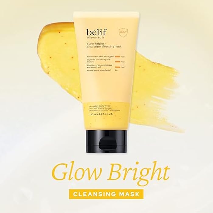 belif Super Knights Glow Radiance Cleansing Mask, Korean Skincare with Multi-Vitamin Complex & Glutathione – Radiance & Even Skin Tone (150 ml / 5.0 fl. oz.) - Image 3