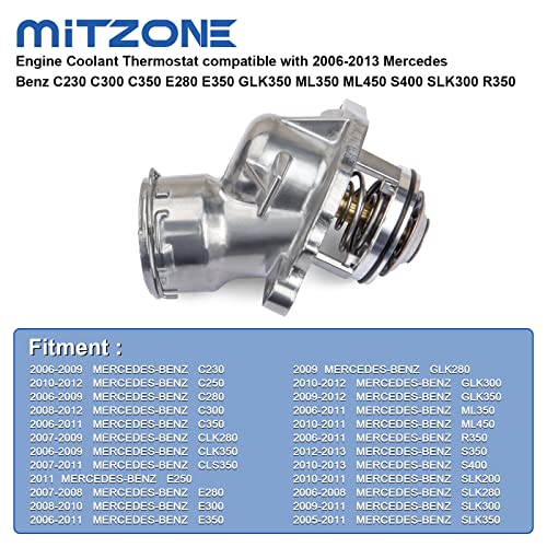 MITZONE Engine Coolant Thermostat compatible with 2006-2013 Mercedes Benz C230 C300 C350 E280 E350 GLK350 ML350 ML450 S400 SLK300 R350 Replace 2722000115 2722000415 - Image 4