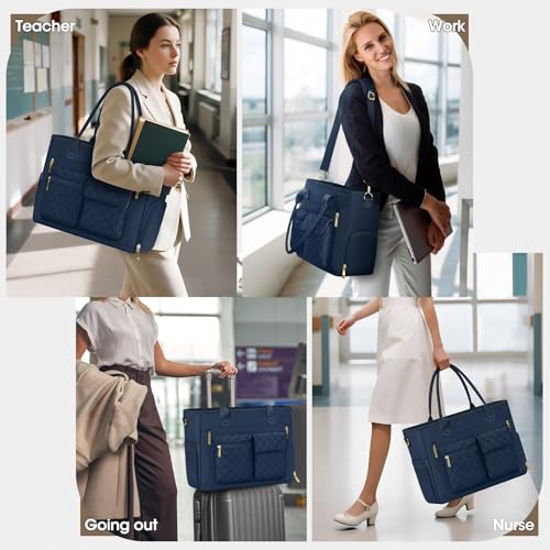 RAINSMORE Teacher Tote Bag with Insulated Lunch Compartment 156 inch Laptop Bag for Women Lightweight Work Bags Nurse Bags Professional Briefcase Computer Handbag for Office College Dark Blue - Image 3
