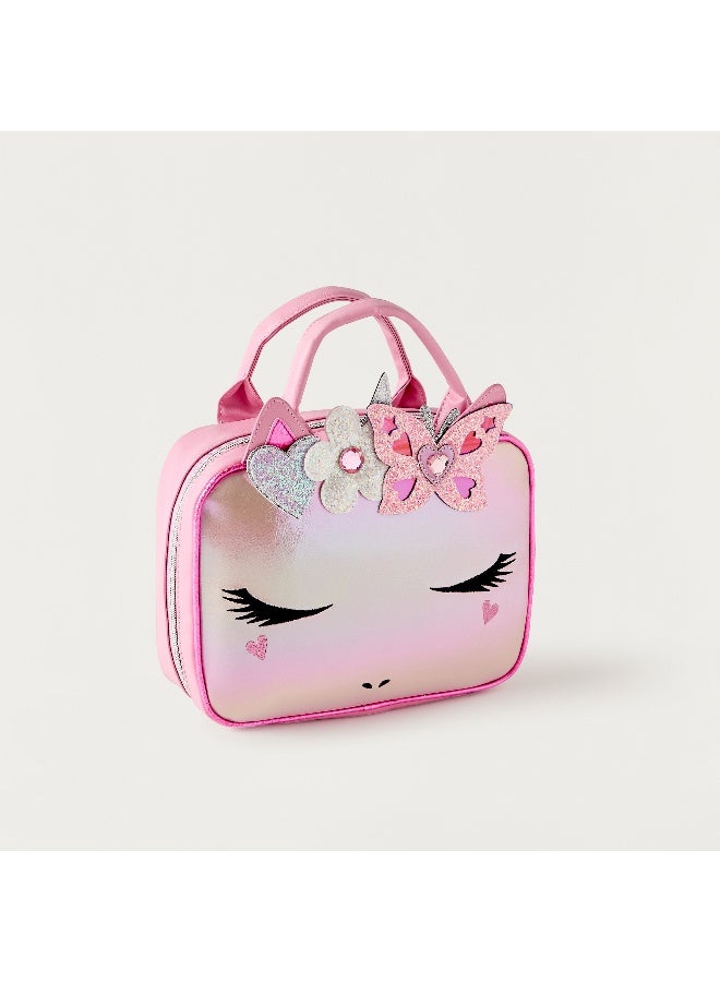 OMG Lunch Bag - Multi Glitter Hearts - 1Cmprt (Pvc) Pink \ 7.5X10X3.25 - Image 2