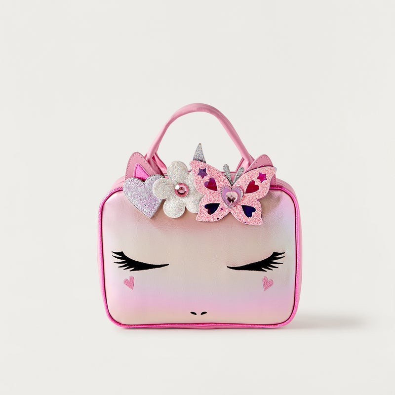 OMG Lunch Bag - Multi Glitter Hearts - 1Cmprt (Pvc) Pink \ 7.5X10X3.25 - Image 1