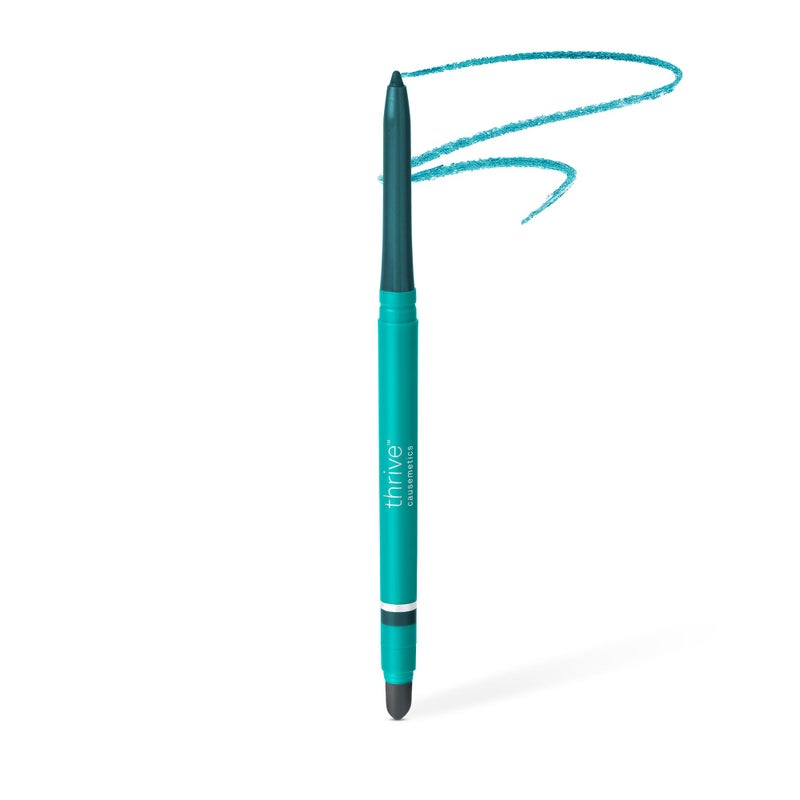 Thrive Causemetics Infinity Waterproof Eyeliner Pencil, Built In Sharpener & Smudge Tip, Long Lasting, Smudge Proof, Hyaluronic Acid & Shea Butter, Vegan & Cruelty Free, Jade (Teal Shimmer) - Image 1