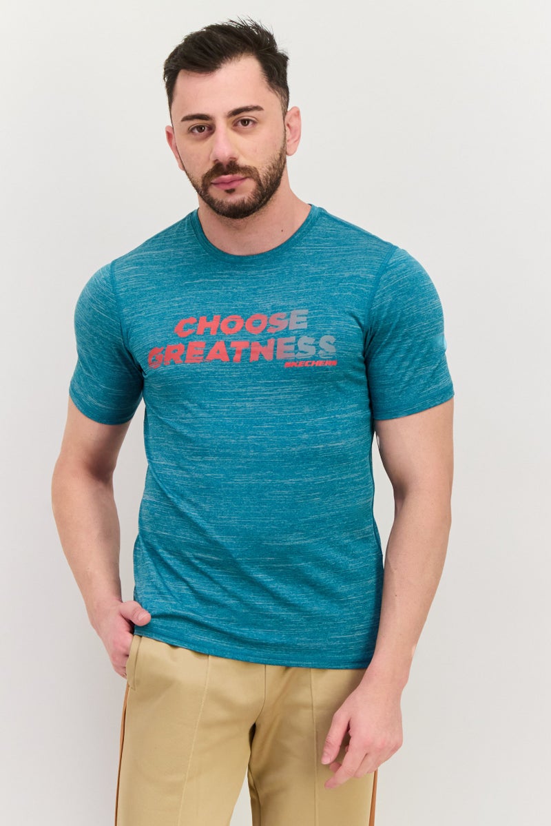 SKECHERS Men Sportswear Fit Short Sleeves Training T-Shirt, Heather Green  - Image 1