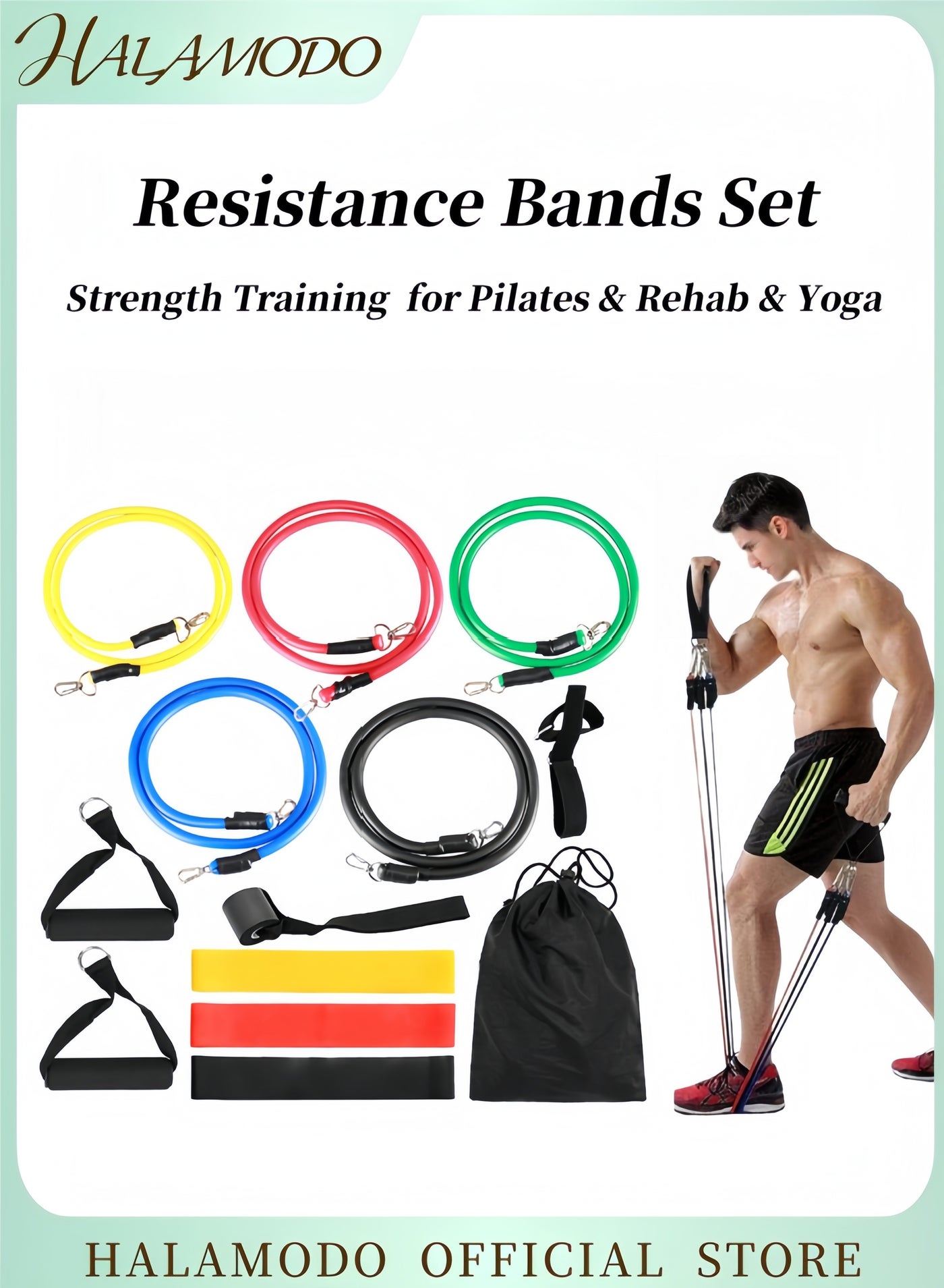 Fitness Resistance Bands Set Fitness Rope Stretch Workout Fitness Set Bodybuilding Elastic Pull Rope Full Body Waist Arm Leg Strength Training Loop for Pilates & Rehab & Yoga & Gym