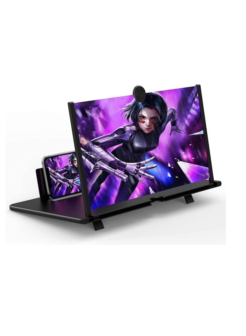 Y&D 12’’ Screen Magnifier Mobile Phone 3D Projector for Movies, Videos, and Gaming – Foldable Stand with Amplifier Compatible All Smartphones - Image 1