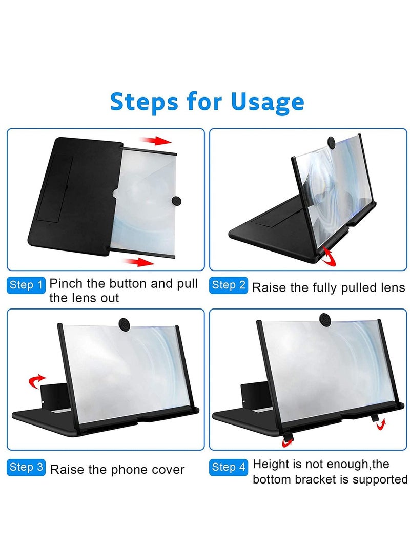Y&D 12’’ Screen Magnifier Mobile Phone 3D Projector for Movies, Videos, and Gaming – Foldable Stand with Amplifier Compatible All Smartphones - Image 3