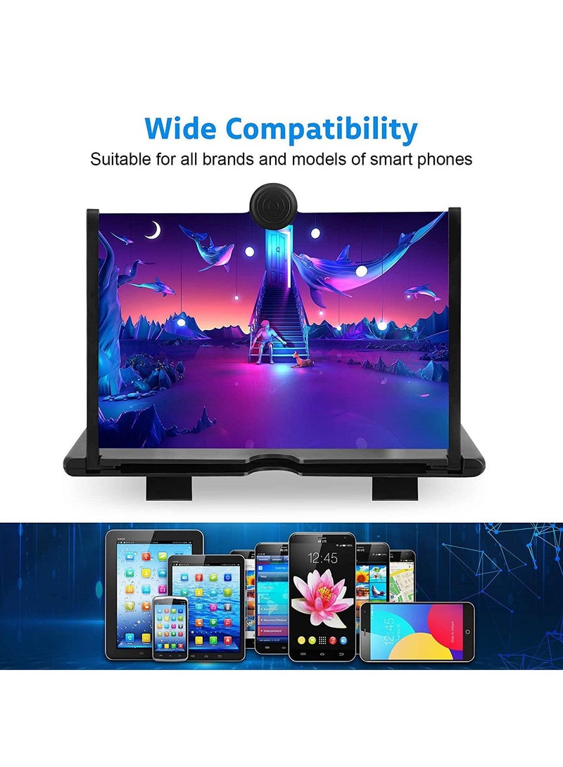 Y&D 12’’ Screen Magnifier Mobile Phone 3D Projector for Movies, Videos, and Gaming – Foldable Stand with Amplifier Compatible All Smartphones - Image 5