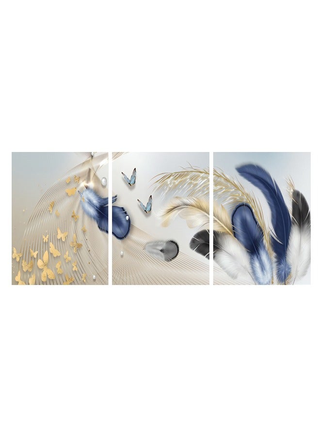 Marktna Set Of 3 Framed Canvas Wall Arts Stretched Over Wooden Frame with an Abstract Design - Image 2