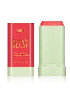 Vibely On The Go Blush,Blush Stick Blush Makeup Wand, Cream Blush For Cheeks Tint,Long-Wearing,Natural-Looking Face Foundation Dark Red Blusher for Daily Wear 3D Wonder Stick #V03  - Image 1