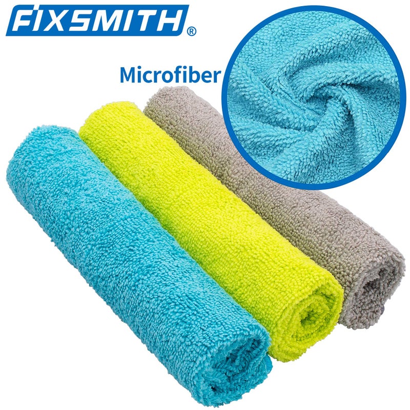 FIXSMITH منشفة تنظيف ميكروفايبر FIXSMITH - عبوة من 50، مناشف ميكروفايبر للسيارات 16 × 12 بوصة، قطع تنظيف شديدة الامتصاص، خالية من الوبر، خالية من الخطوط لمنشفة السيارة والمطبخ والمنزل والمكتب - Image 4