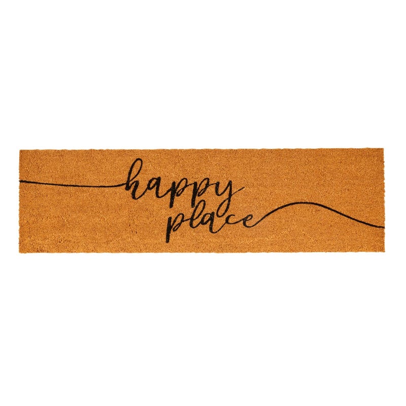 Juvale Natural Coco Coir Large Door Mat, Happy Place Long Outdoor Rug (17 x 60 in) - Image 1