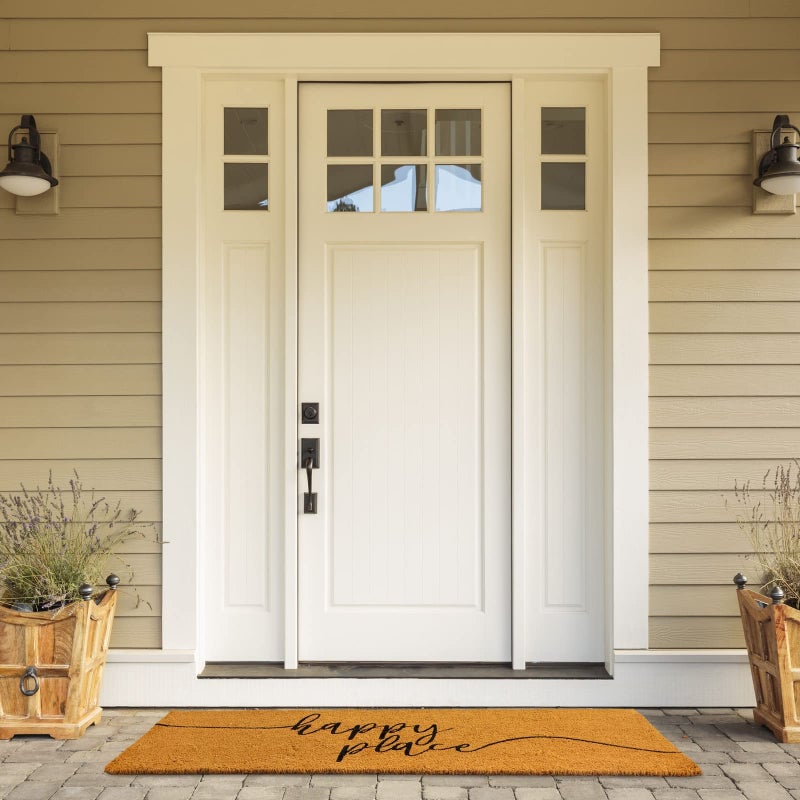 Juvale Natural Coco Coir Large Door Mat, Happy Place Long Outdoor Rug (17 x 60 in) - Image 2