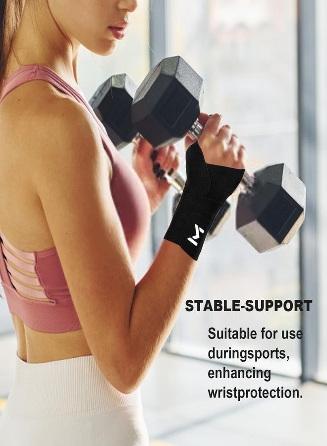 FVVWVV 2 pcs Wrist Compression Strap and Ultra-Thin Wrist Support Brace for Workouts,Carpal Tunnel, Arthritis, Tendonitis, Weightlifting, Tennis,Pain Relief-Adjustable (Black) - Image 3
