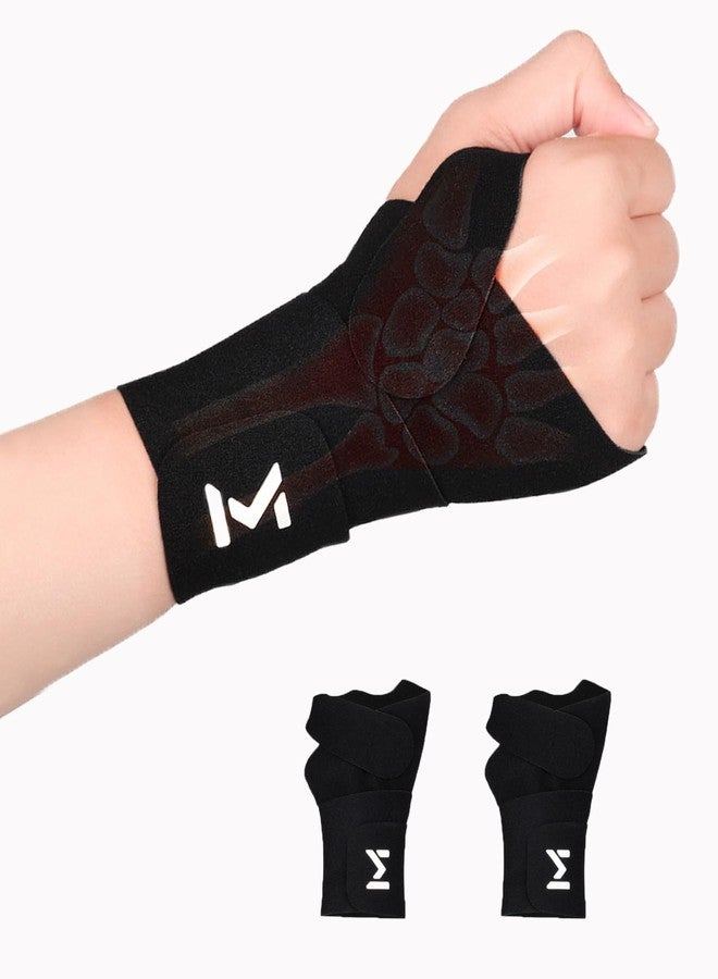 FVVWVV 2 pcs Wrist Compression Strap and Ultra-Thin Wrist Support Brace for Workouts,Carpal Tunnel, Arthritis, Tendonitis, Weightlifting, Tennis,Pain Relief-Adjustable (Black) - Image 1