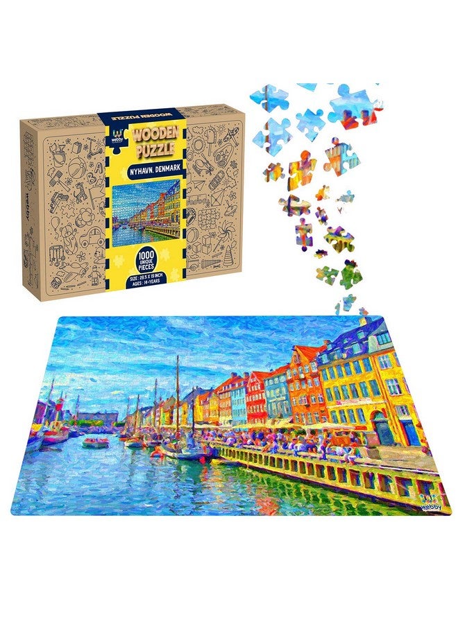 Webby Wooden Nyhavn, Denmark Jigsaw Puzzle, 1000 Pieces, Multicolor - Image 2
