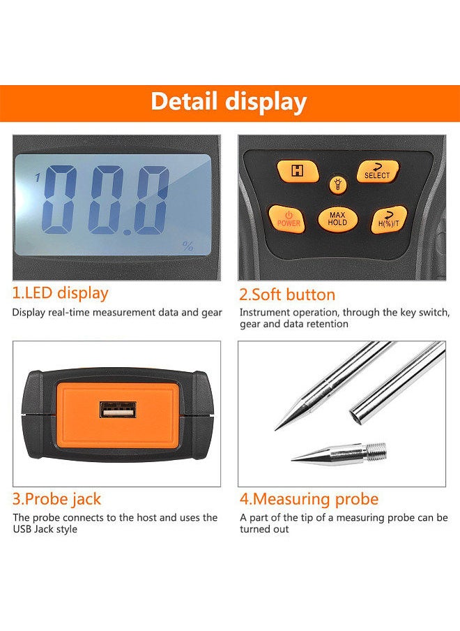 Generic - Grain Moisture Meter LCD Digital Wheat Paddy Rice & Corn Meter Grain Moisture Meter Water Content Analyzer -10~60°C Temperature Tester - Image 1