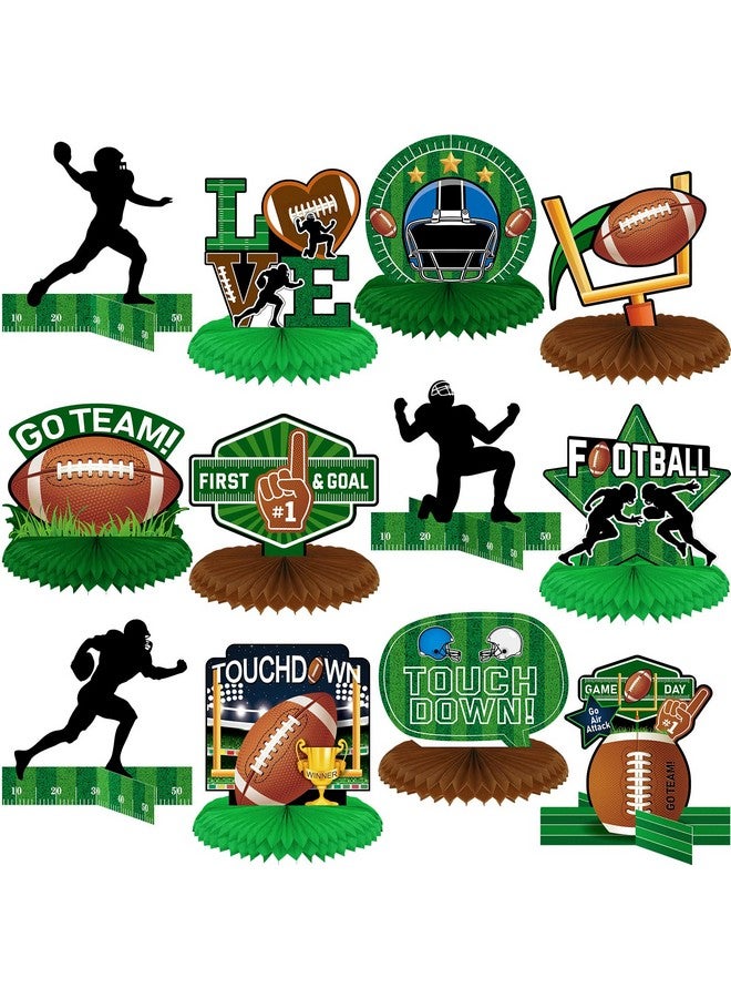 مارسبارك 12 قطعة من ديكورات حفلات كرة القدم قطعة مركزية لطاولة كرة القدم قطع مركزية لصورة ظلية لكرة القدم قطع مركزية على شكل قرص العسل لكرة القدم قطعة مركزية لحفلات كرة القدم الرياضية ومستلزمات الحفلات - Image 1