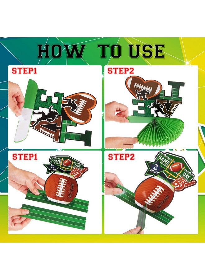 مارسبارك 12 قطعة من ديكورات حفلات كرة القدم قطعة مركزية لطاولة كرة القدم قطع مركزية لصورة ظلية لكرة القدم قطع مركزية على شكل قرص العسل لكرة القدم قطعة مركزية لحفلات كرة القدم الرياضية ومستلزمات الحفلات - Image 4