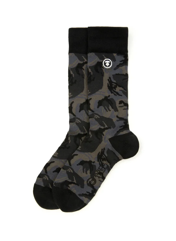 AAPE Moonface logo camo crew socks