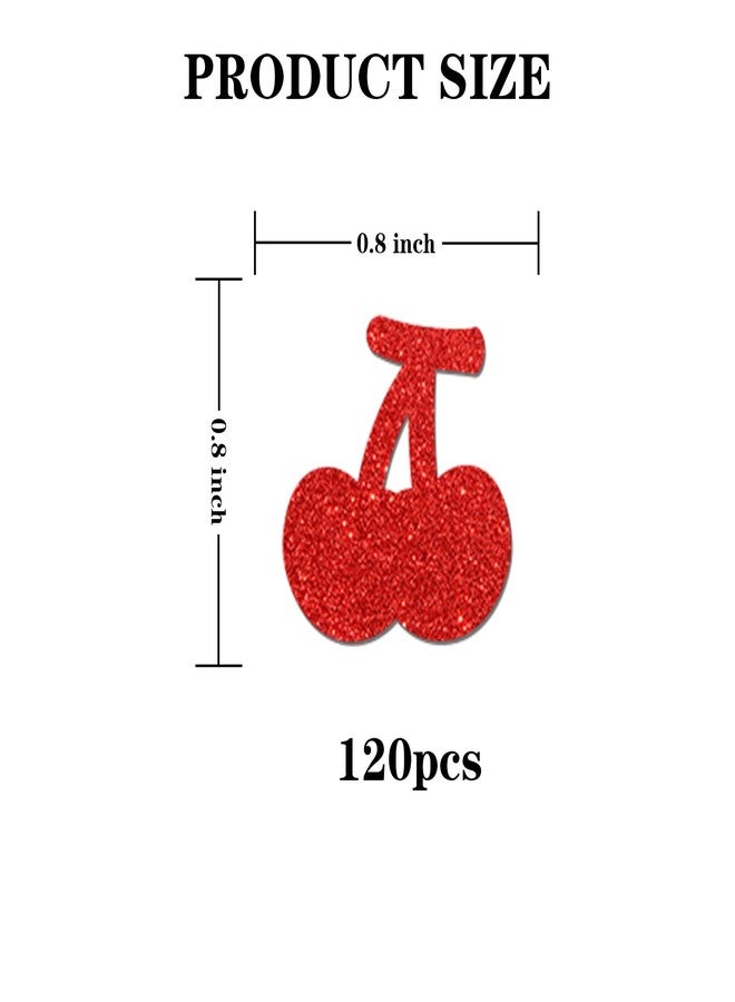 إنورو زينة طاولة لحفلات استقبال المولود الجديد، مزينة بورق لامع على شكل كرز أحمر، مناسبة لحفلات الخطوبة والزفاف، 120 قطعة من زينة طاولة بنكهة الكرز الحلو - Image 2