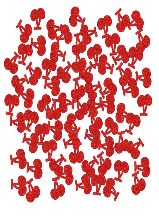 إنورو زينة طاولة لحفلات استقبال المولود الجديد، مزينة بورق لامع على شكل كرز أحمر، مناسبة لحفلات الخطوبة والزفاف، 120 قطعة من زينة طاولة بنكهة الكرز الحلو - Image 1