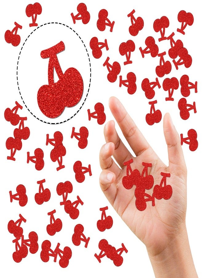 إنورو زينة طاولة لحفلات استقبال المولود الجديد، مزينة بورق لامع على شكل كرز أحمر، مناسبة لحفلات الخطوبة والزفاف، 120 قطعة من زينة طاولة بنكهة الكرز الحلو - Image 3