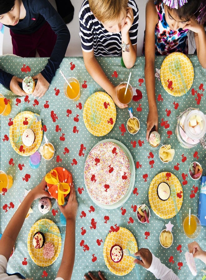 إنورو زينة طاولة لحفلات استقبال المولود الجديد، مزينة بورق لامع على شكل كرز أحمر، مناسبة لحفلات الخطوبة والزفاف، 120 قطعة من زينة طاولة بنكهة الكرز الحلو - Image 5